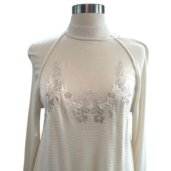 Free People Saheli Cream Asymmetrical Long Sleeve Tunic Size S - Picture 8 of 16